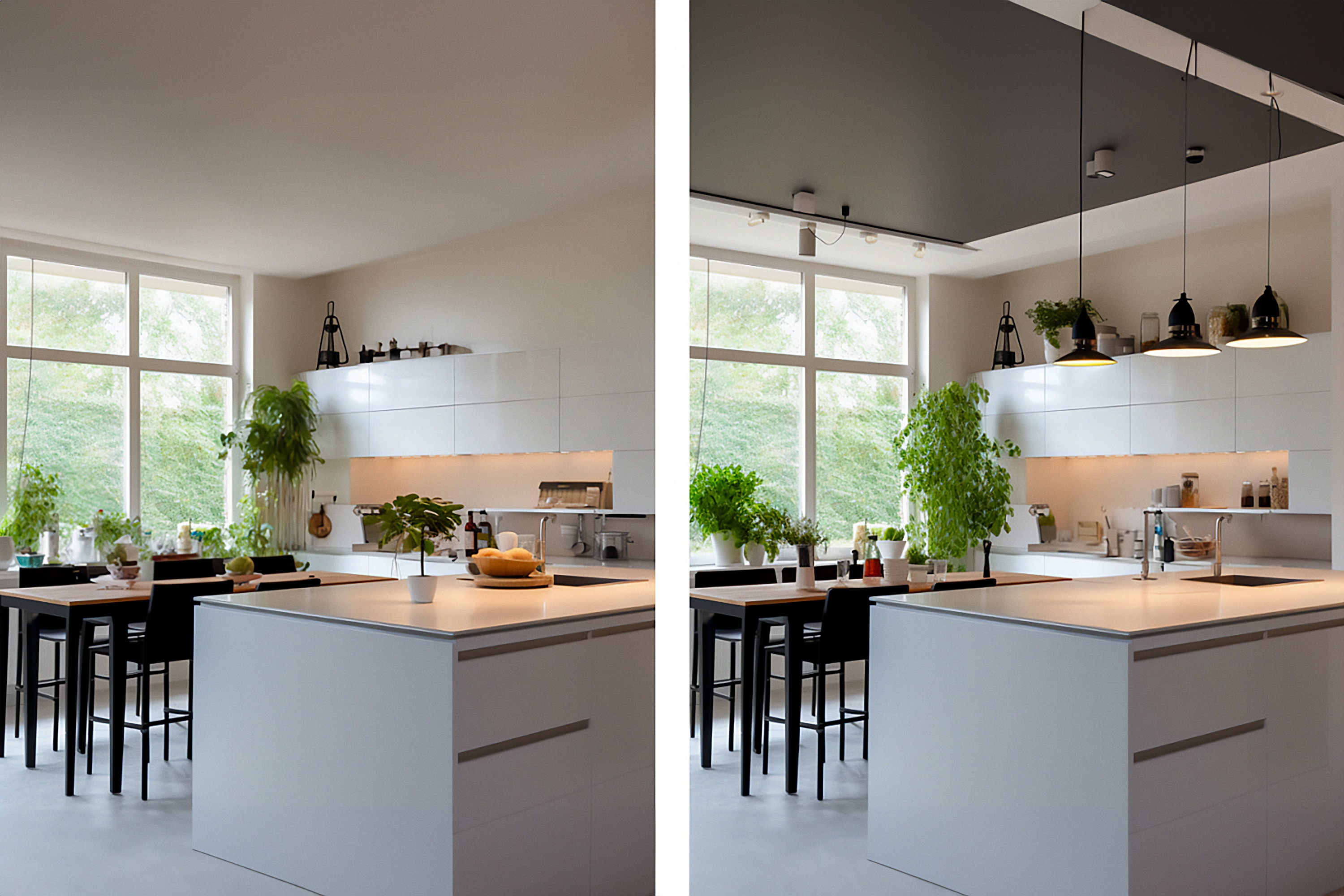 keuken spanplafond voor en na